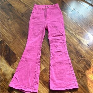 Flying Tomato Pink Flare Pants (hemmed)